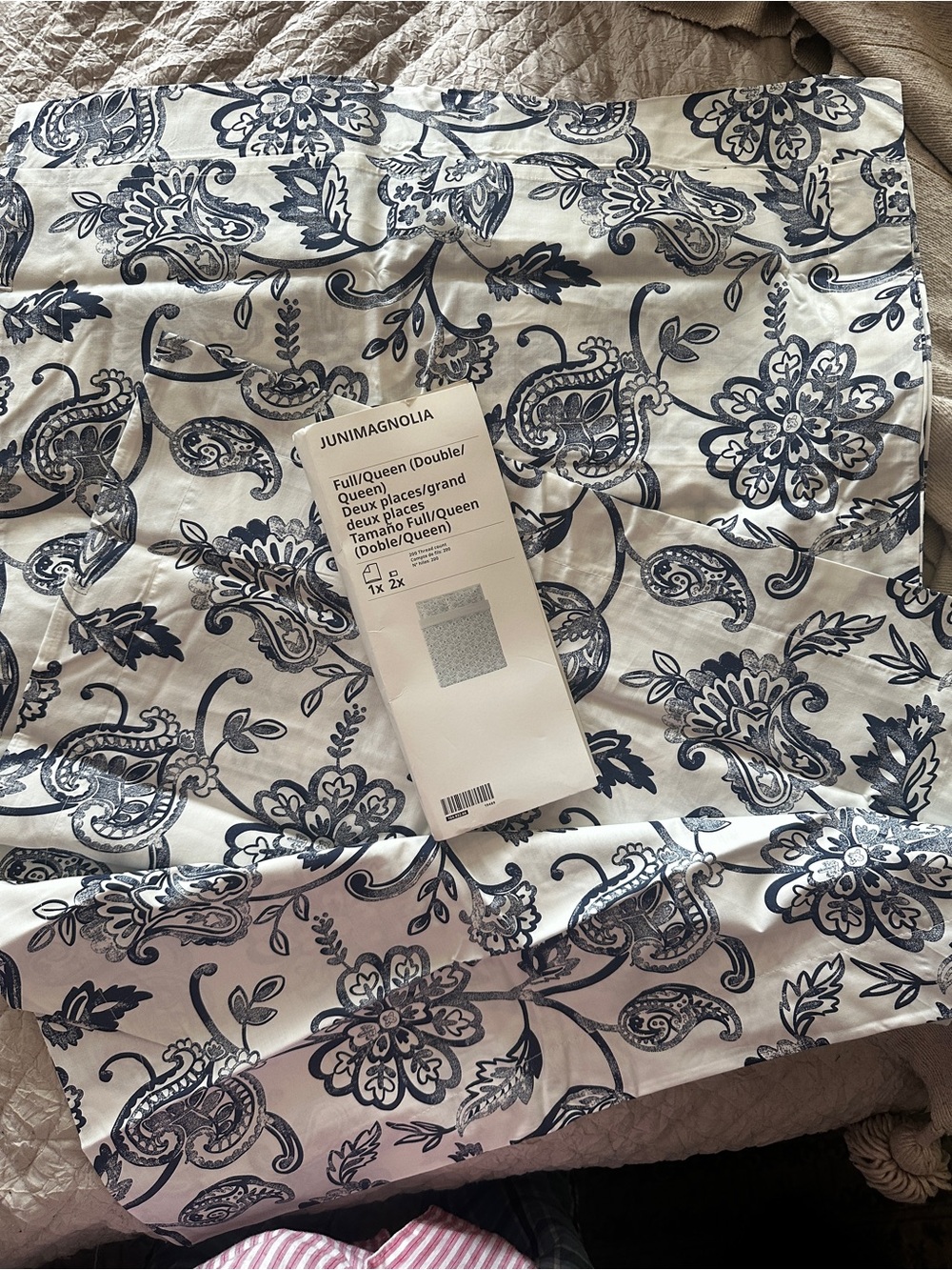 Magnolia Navy and White Floral pillow cases only - Full/Queen